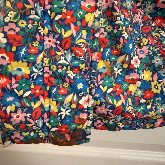 Mini Boden Multicolor Floral Puffer Jacket with Green Hood - Picture 3 of 3